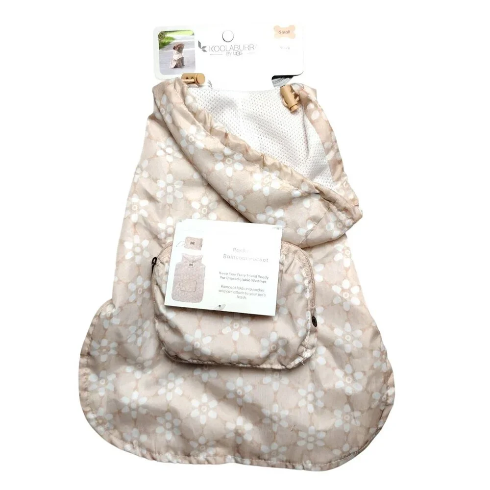 Koolaburra By UGG Packable Small Dog York Beige Daisy Print Raincoat with Pocket